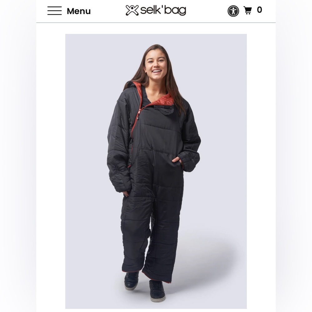 Selk'Bag Lite Recycled Black Terracotta Wearable Sleeping Bag, M for up to 65in